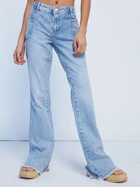 Free People - We The Free Light Blue Izzy Frayed-Hem Jeans - 28